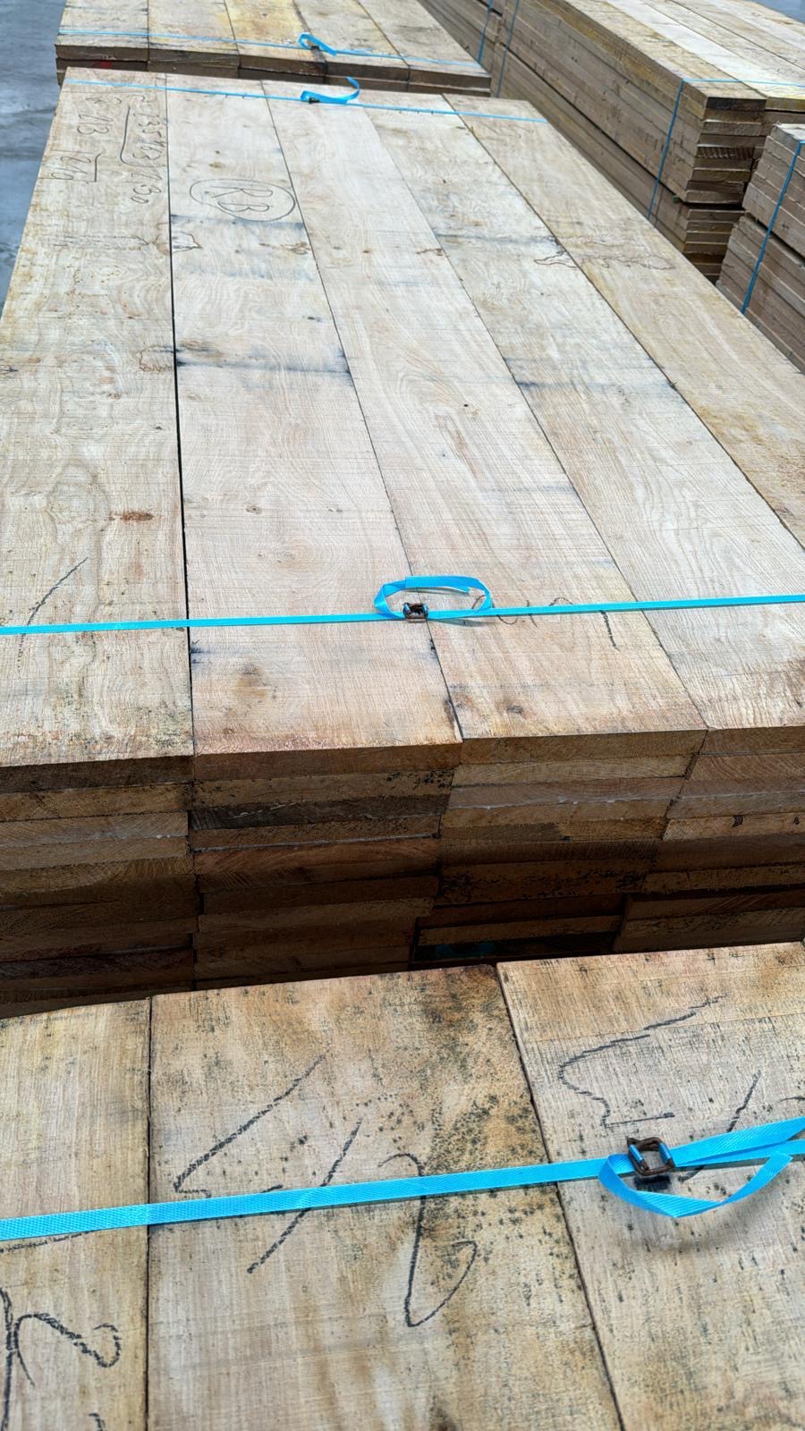 European white oak boards and edged lumber prepared for shipment review