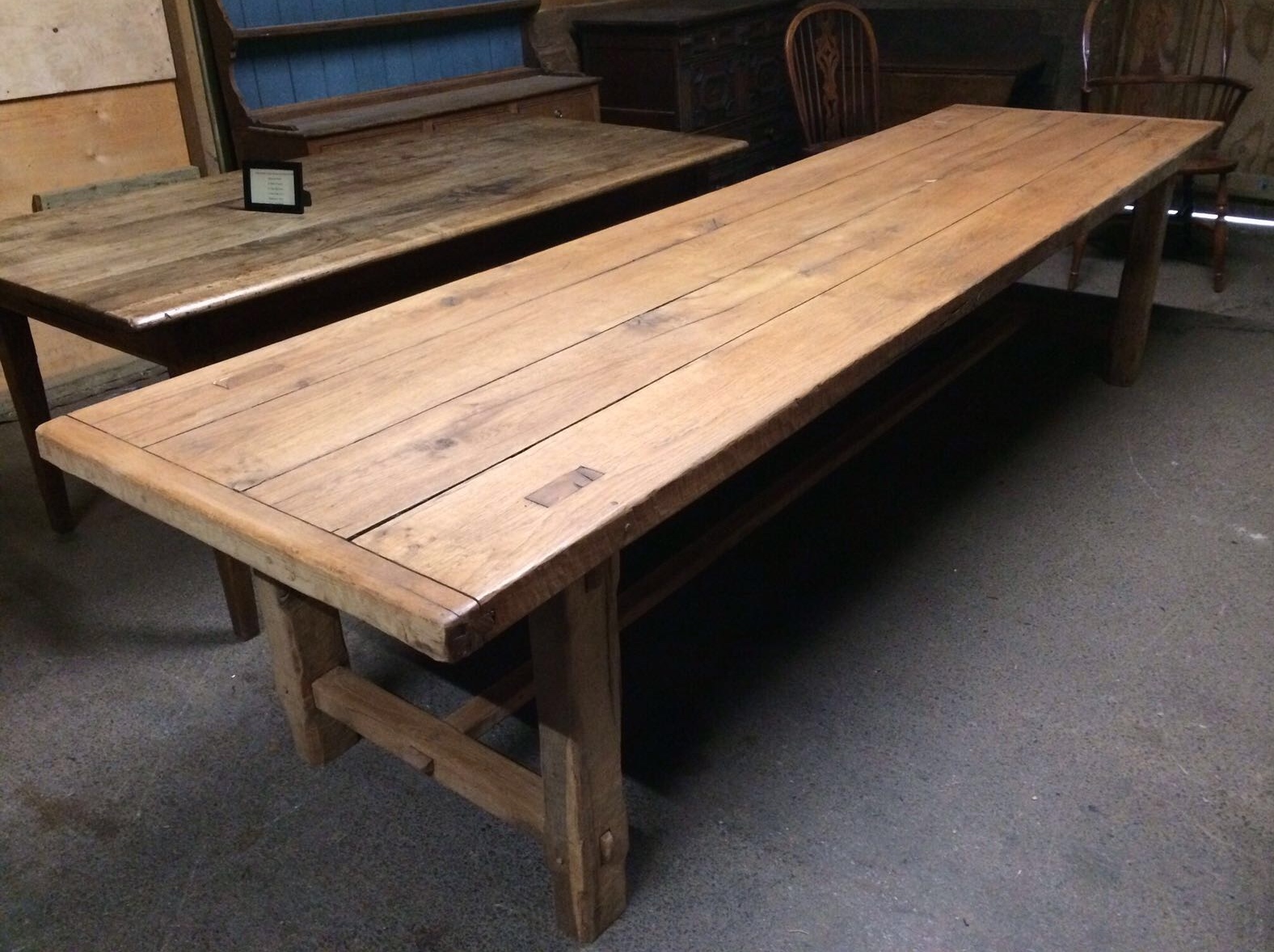 Antique oak farm table, large format, reclaimed wood