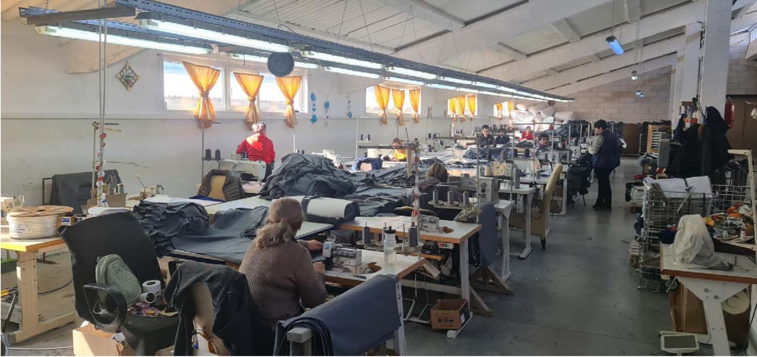 Upholstery fabric cutting in a European workshop